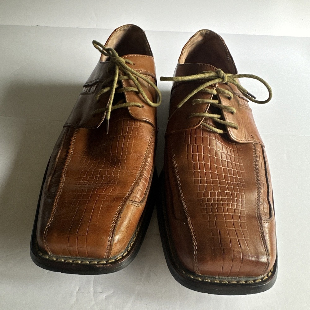 Fratelli Select Men Leather Shoes Square Toe 9M Brown Lace Up